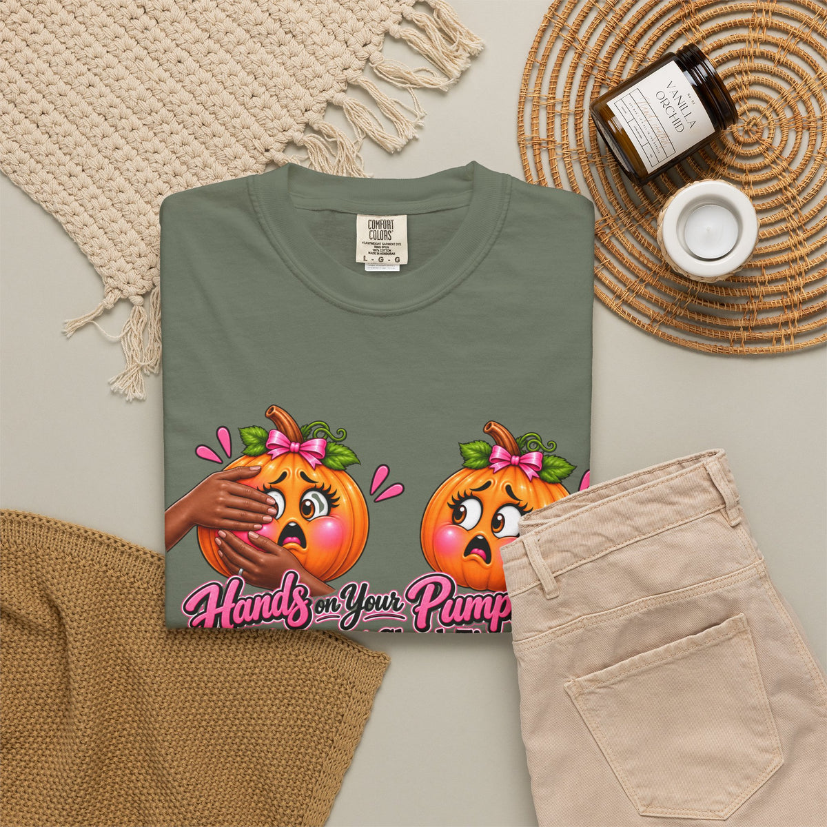 Breast Cancer Awareness Shirt, Hands on Your Pumpkins Tee, Breast Check Reminder, Pink Ribbon Halloween Shirt, Cancer Support Gift